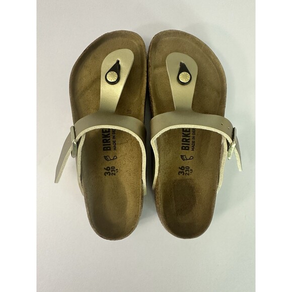 Birkenstock Gizeh Glammar GOLD Burke Flor EU-36 US 6-6.5 Hard Footbed NWOT - Picture 1 of 8